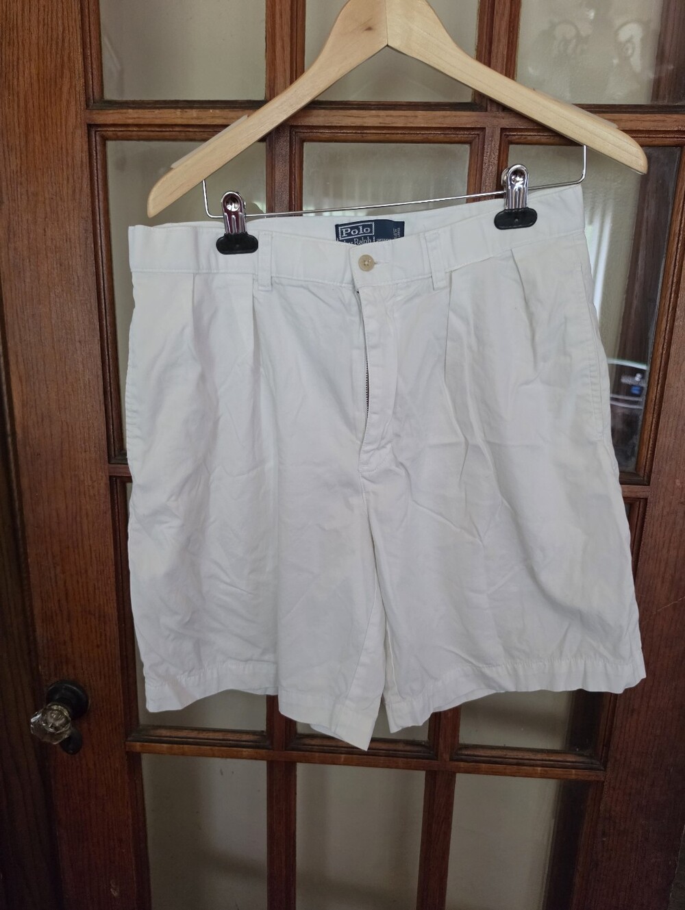Polo Ralph Lauren Tyler Shorts Mens White Pleated Chino Cotton VTG Size 33